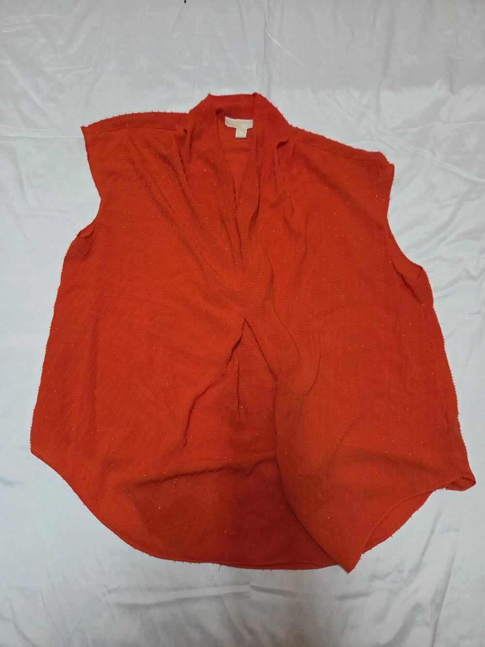 Michael Kors Orange Sleeveless Draped Tank